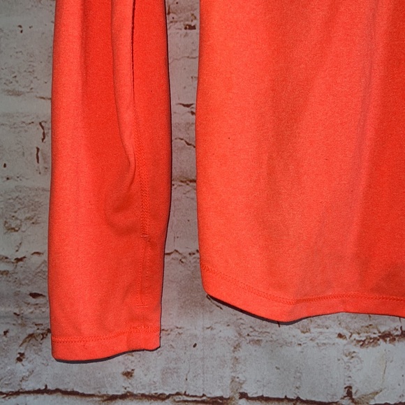 Nike Dri Fit long sleeve workout shirt S orange black mesh training loose fit - Picture 8 of 10